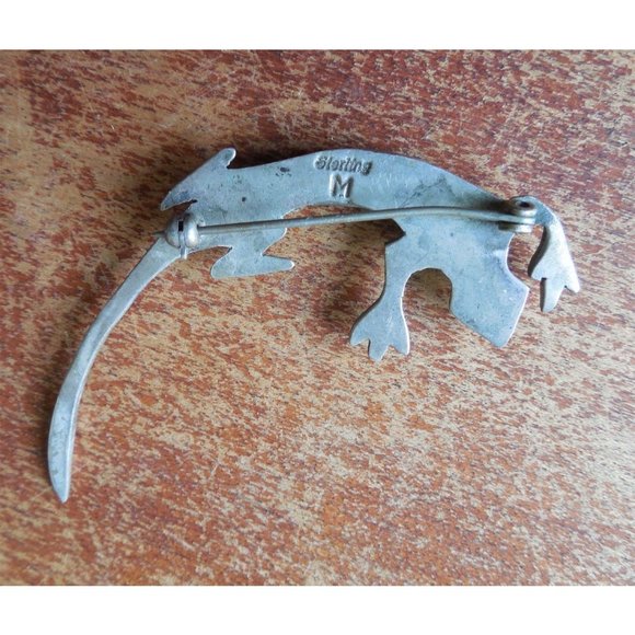 Native American Navajo Lizard Brooch Signed M - Picture 3 of 3